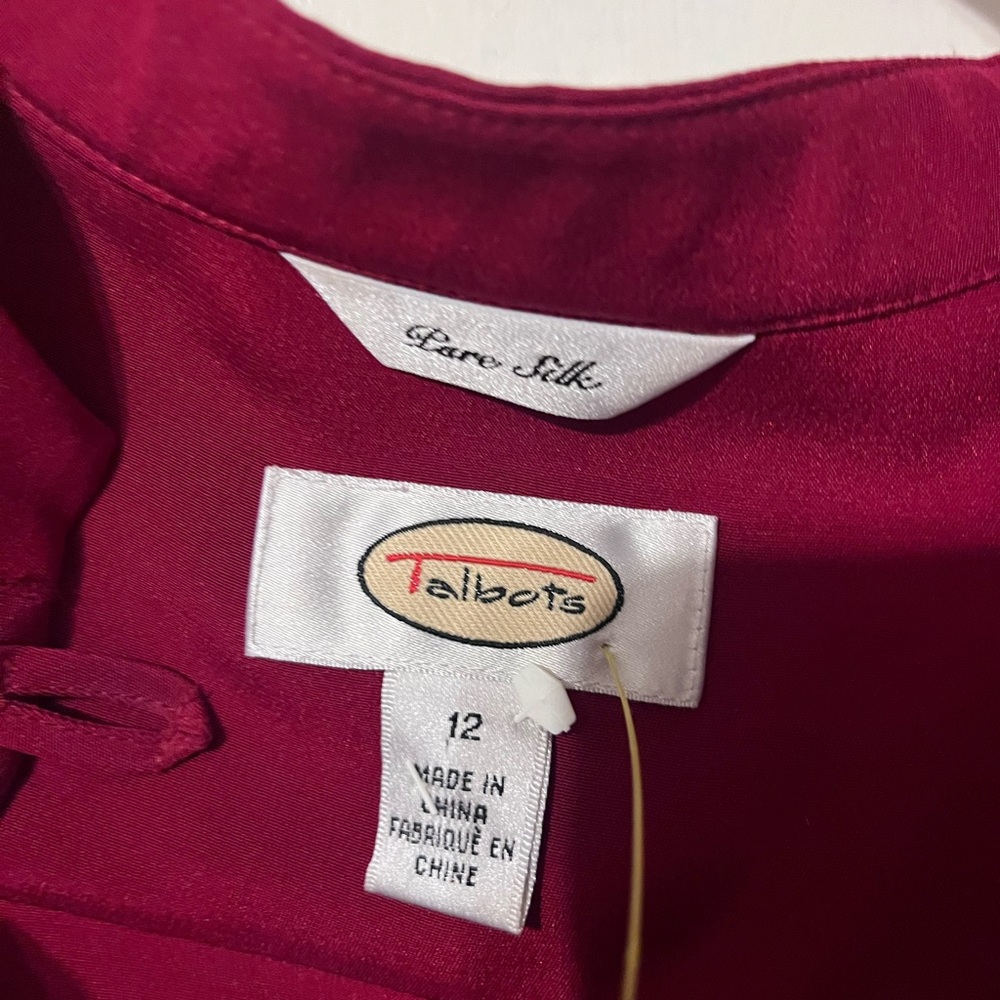 Talbots Berry Ruffle-Front Button Down Blouse - Picture 3 of 3
